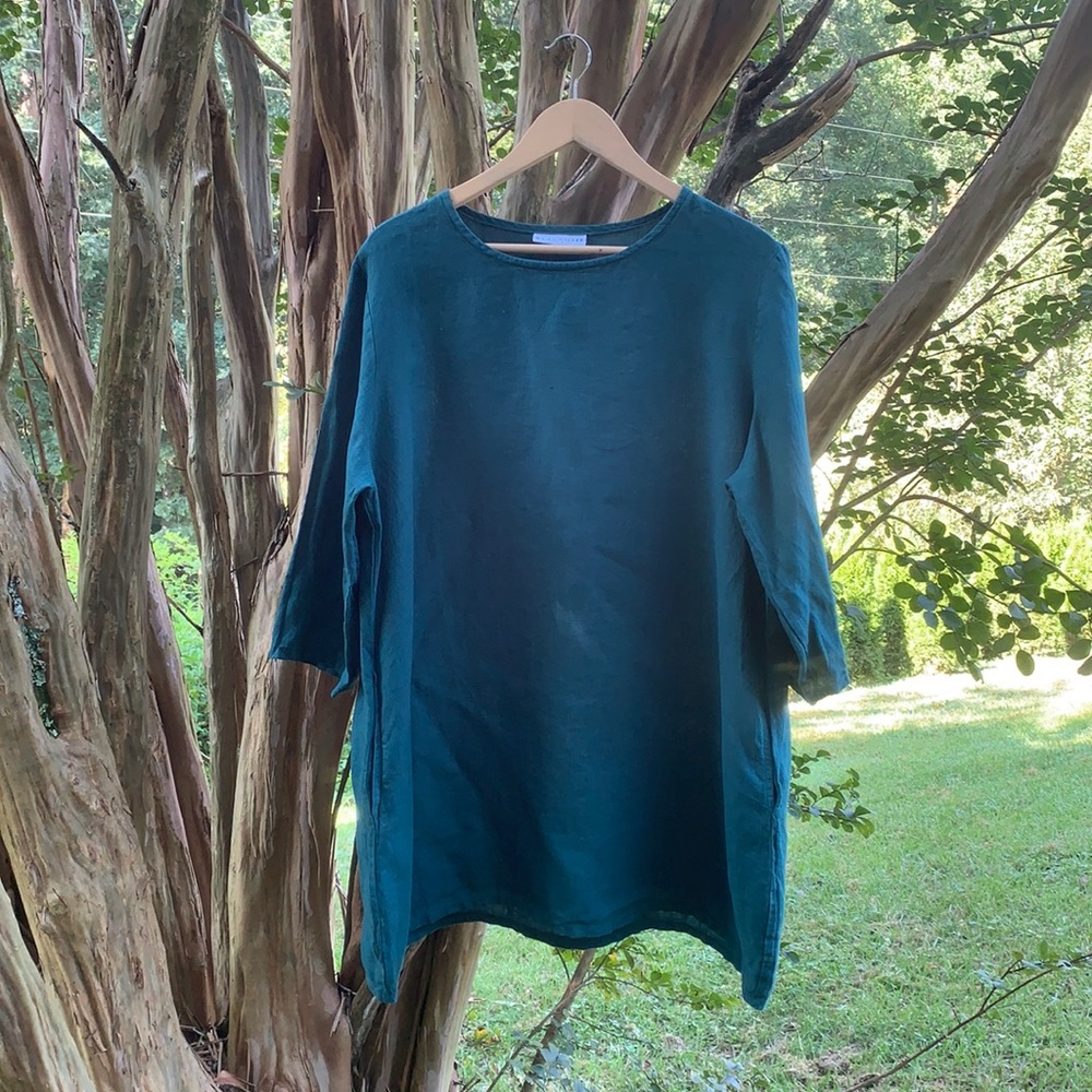 Bryn Walker Linen Usa Made Tunic In Hunter Green Lage… Gem